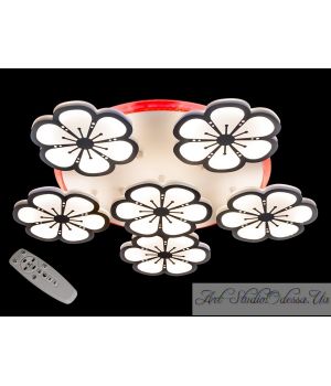 Светодиодная люстра «цветочки» с трёхцветной LED подсветкой 110W 8063/5+1WH LED 3color dimmer