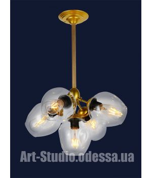 Люстра лофт 756LPR66005-5 GD+CL