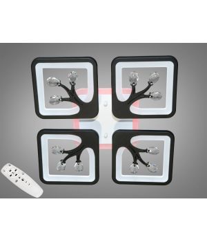 Стельова LED люстра з пультом та підсвічуванням, 85W, S8157/4BK LED 3color dimmer