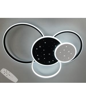 Сучасна пристельова світлодіодна люстра з пультом, 100Вт, 2447WH+BK dimmer