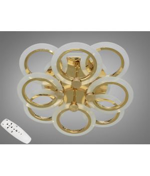 Золота LED люстра з пультом, диммером і кольоровою підсвіткою, 110W A8022/4+4G LED 3color dimmer