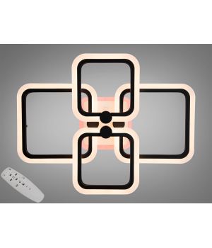 Плоска світлодіодна люстра з пультом, диммером, підсвіткою, 70W A8208/4BK LED 3color dimmer