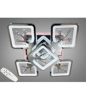Декоративна новинка, люстра лед з диммером, підсвічуванням, хром, 90W S8157/4+1HR LED 3color dimmer