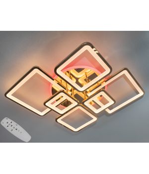 LED люстра на пульті з димером і різнобарвним підсвічуванням, 150W 8160/6G LED 3color dimmer