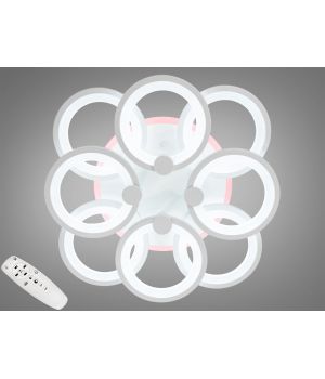 Люстра led кільця з дімером та LED підсвічуванням, 150W 8022/4+4WH LED 3color dimmer