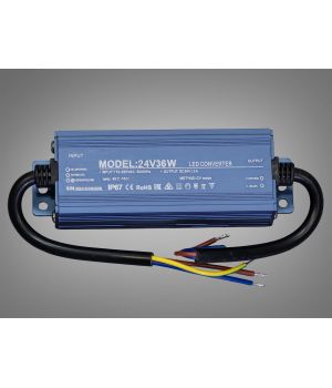 Блок живлення 24 В, для підключення LED стрічки, 36Вт, 1.5А PPF-PW-IP68-24v-36w