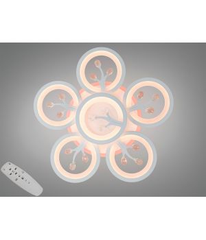Біла світлодіодна люстра з пультом, диммером, підсвіткою, 90W 8135/5+1WH LED 3color dimmer