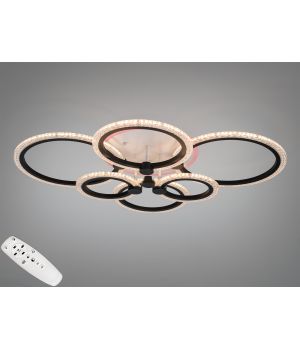 Люстра стельова  чорна 6 кілець 105Вт A8180/6BK LED 3color dimmer