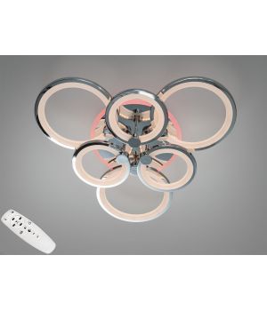 Стельова люстра з пультом, диммером і LED підсвічуванням, 110W, хром D8022/3+3HR LED 3color dimmer