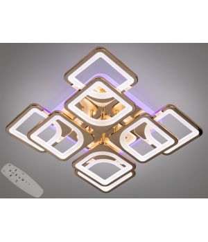 Стельова лед люстра з диммером і LED підсвічуванням, 130W, золото