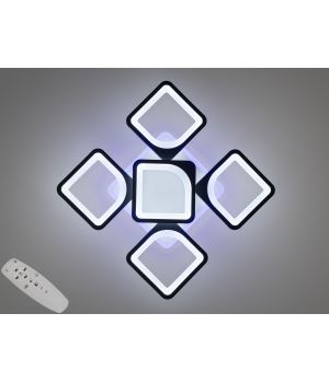LED люстра на стелю з пультом, диммером, підсвічуванням, 85W, S8060/4+1BK LED 3color dimmer