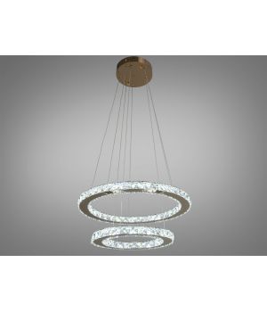 Сучасна LED люстра підвіс "Кришталеві кільця", 55W,  7206-6W/480+340G