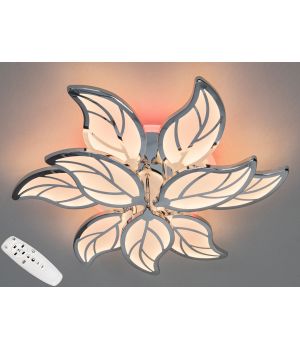 Флористична LED люстра з пультом, димером і підсвічуванням, 140W, хром 8028/6+3HR LED 3color dimmer