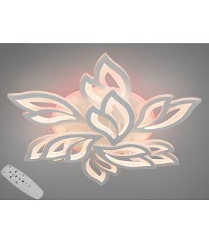 Біла стельова Led люстра з пультом, диммером, LED підсвічуванням, 140W 8165/6+3WH LED 3color dimmer