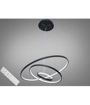Сучасна LED люстра підвіс з диммером 100 Вт, три кільця,  MD9079-3BK-600+400+200 dimmer