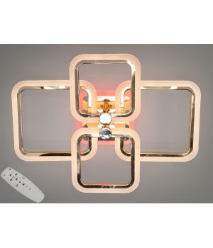 Плоска світлодіодна люстра з пультом, диммером, підсвіткою, 70W A8208/4G LED 3color dimmer