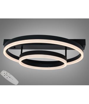 Стельова LED люстра чорна 2 кільця 60W 2537BK dimmer