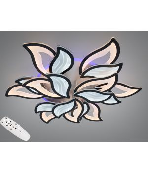 Стельова LED люстра квітка чорна  225Вт 9033/6+3BK LED 3color dimmer