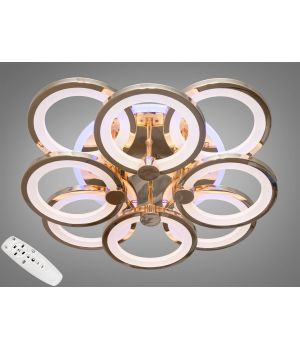 Стельова лед люстра з пультом і LED підсвічуванням, 125W, золото 8022/4+4G LED 3color dimmer