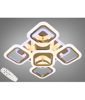 Стельова люстра з пультом, диммером і LED підсвічуванням, 80W, золото AS8060/4+1G LED 3color dimmer