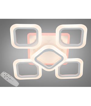 Стельова лед люстра з пультом, диммером, LED підсвічуванням, 60W, біла AS8060/4+1WH LED 3color dimmer