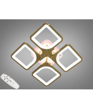 Стильна люстра із серії "Квадрати" з пультом, 80W, золото S8060/4G LED 3color dimmer
