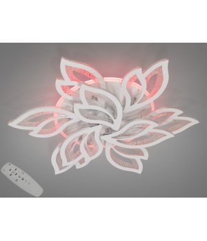 Світлодіодна стельова люстра квітка біла з пультом 2455/6+3WH LED 3color dimmer