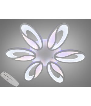 Стельова LED люстра з пультом, диммером та підсвічуванням, 80W 8090/6WH LED 3color dimmer