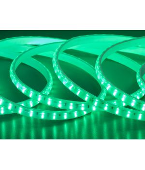 LED стрічка 220в, 288 шт/м, герметична, 10мм, зелений P220-2835-120-GREEN-65-12