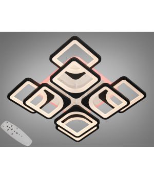 Стельова LED люстра з пультом, димером і кольоровою підсвіткою, 115W HS8060/4+4BK LED 3color dimmer