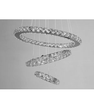 Стильна кришталева LED люстра на підвісах-тросах, 60W 7201-6W/480+340+190HR
