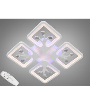 Пристельова LED люстра з пультом, дімером, підсвічуванням, 85Вт, S8157/4WH LED 3color dimmer