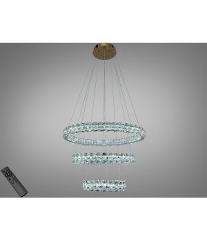 LED підвісна люстра золото 3 кільця пульт 95 Вт 7895/800+600+400S-gold