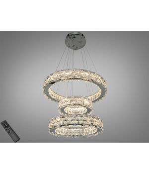 Підвісна кришталева LED люстра хром 70 Вт 3 кільця 7896/500+400+300CH