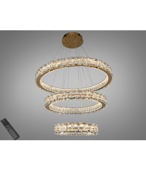Підвісна люстра LED 3 кільця 98 Вт золото 7896/800+600+400S-Gold