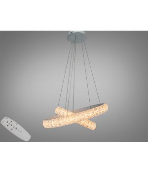 ПІДВІСНА LED ЛЮСТРА 2  КІЛЬЦЯ БІЛА 105ВТ D2518-600+400WH dimmer