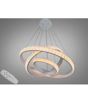 Підвісна LED люстра 3 кільця біла 190Вт  D2518-800+600+400WH dimmer