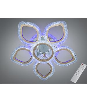 Стельова LED люстра квітка хром золото 55Вт J619/5+1HR+G MP3 LED 3color dimmer