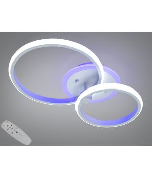 Люстра стельова  біла 2 кільця  2526/2WH LED 3color dimmer
