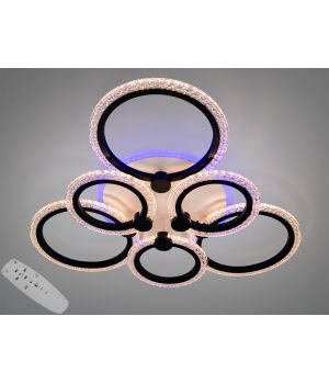 Стельова LED люстра на  6 кілець чорна  AD8180/3+3BK LED 3color dimmer