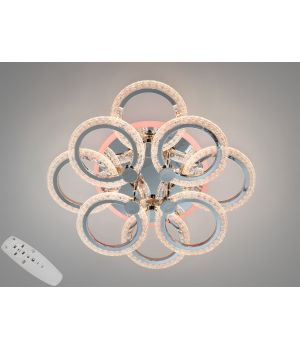 Люстра стельова LED від Art-Studio  хром 8 кілець 92Вт A8180/4+4HR LED 3color dimmer