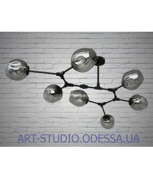 Люстра в стиле Loft - "Молекула" на 7 ламп HXD8022/7BK+GR