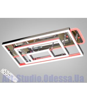 Світлодіодна люстра з пультом, димером, 145W, хром