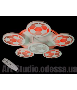 Сучасна LED люстра "футбольний м`яч", 105W, біла 8065/5+1WH LED 3color dimmer