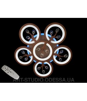 БІЛА СВІТЛОДІОДНА ЛЮСТРА З ПУЛЬТОМ, ДИММЕРОМ, ПІДСВІТКОЮ, 90W  8135/5+1CF LED 3color dimmer