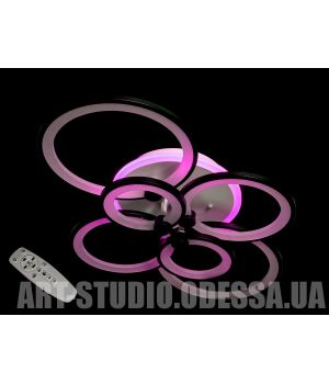 Світлодіодна люстра смарт світильник з пультом, дімером, 135W 8022/6BK LED 3color dimmer