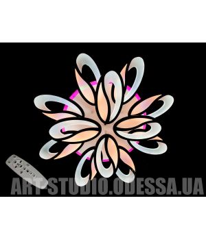 Стельова світлодіодна люстра з димером та підсвіткою, 190 Вт 8090/8+4BK LED 3color dimmer