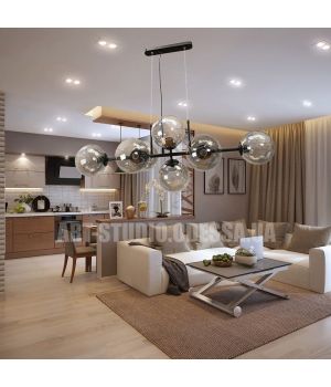 Люстра в стилі Loft - "Молекула" на 8 ламп 933-8BK