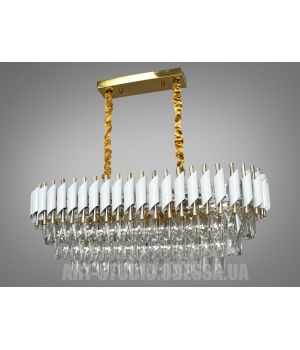 Кришталева люстра овальної форми для вітальні  201202/800x300WH+S-gold