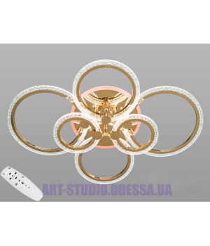 Стельова світлодіодна люстра  золото , 125W A8180/6G LED 3color dimmer